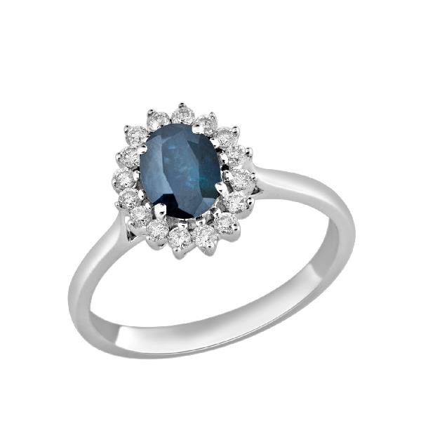 Anillo Diamantes y Zafiro azul Anillo Diamantes y Zafiro azul