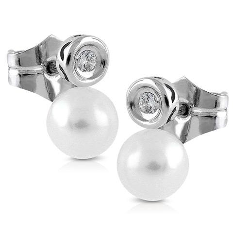 Pendientes tu y yo Diamantes y Perla Cultivada Pendientes tu y yo Diamantes y Perla Cultivada